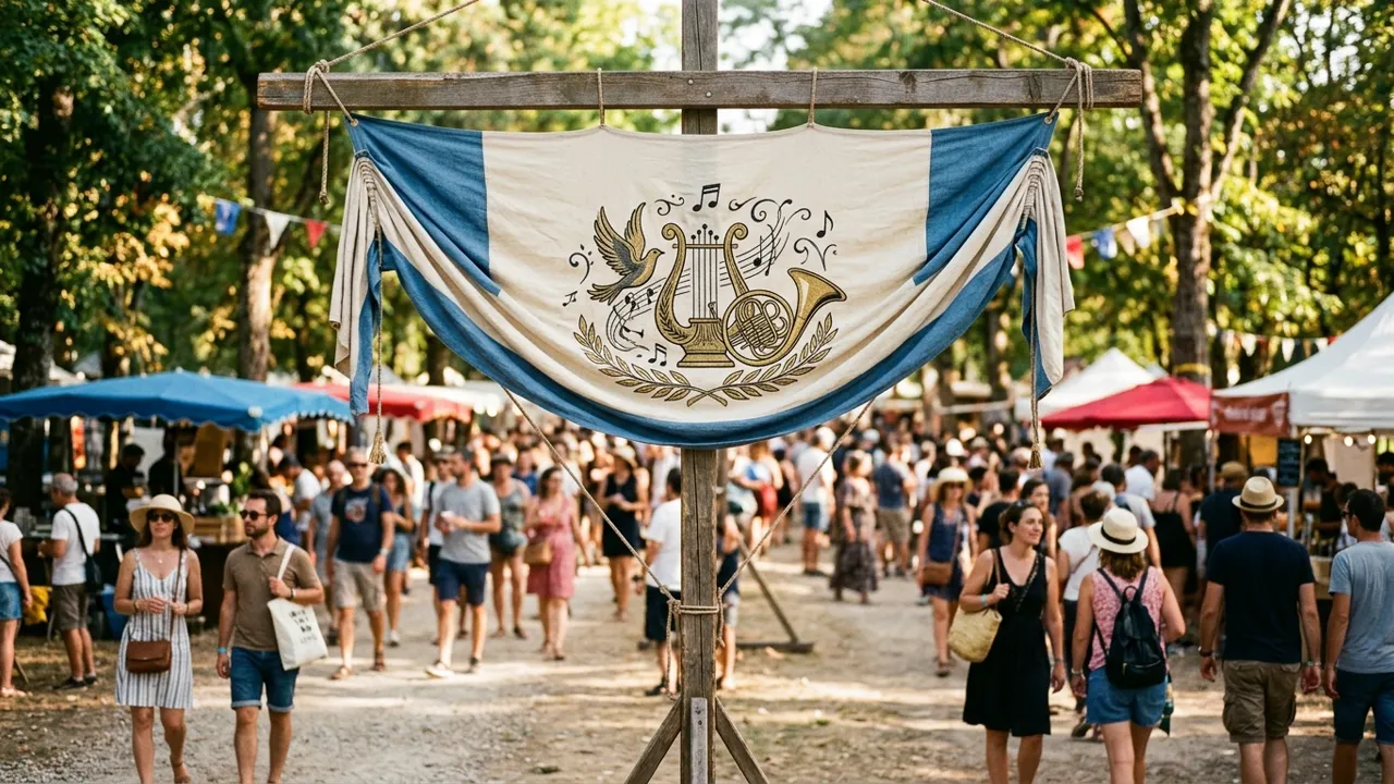 Bannière associative de l'Association des Musiques Affolées lors d'un événement public